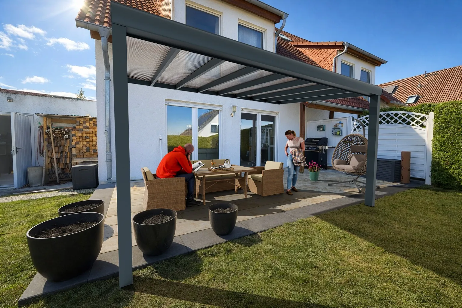 Wizualizacja 3D — Zadaszenie tarasowe